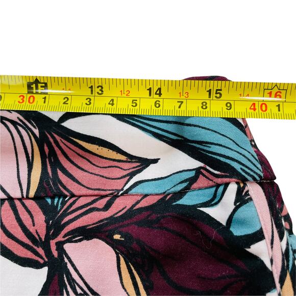 ANN TAYLOR LOFT Maroon Teal Pink Floral Bold Colorful Bright Mini Skirt 8 - Picture 10 of 11